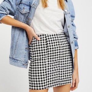 Free People Gingham Fitted Mini Skirt